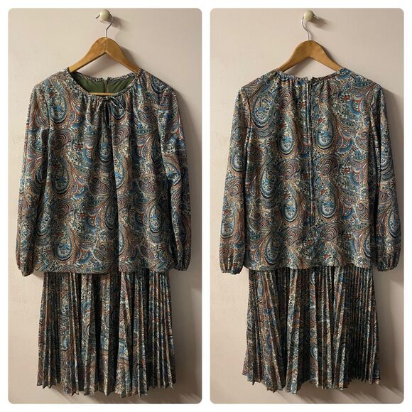 Vintage 70s Damon Dress Boho Paisley Dress Plus Size 18 1/2 EUC - Picture 1 of 8